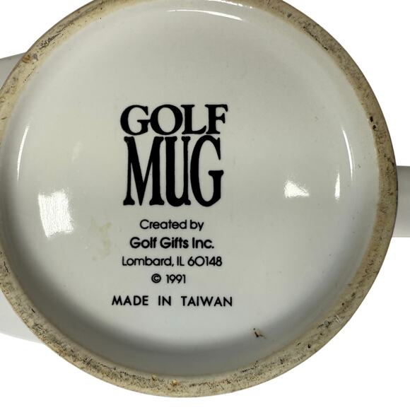 Vintage 90s Golf Bag Ceramic Mug Cartoon Golfer Pencil Joke 5.25” Deep - Picture 3 of 7